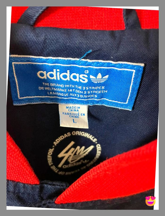 Blouson Teddy Adidas Originals – Taille L – Marine & Blanc - photo numéro 4