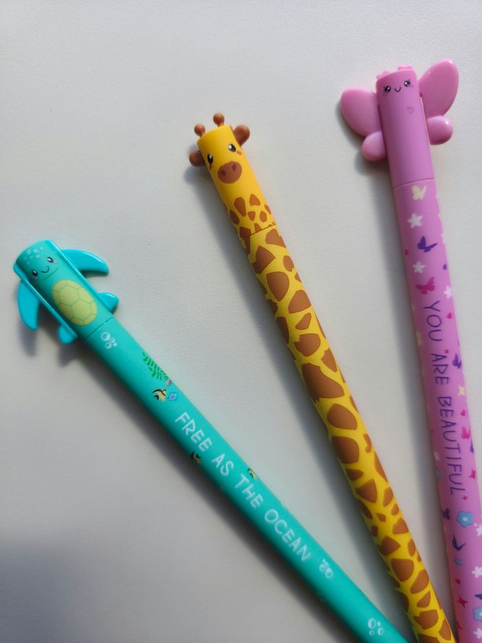 Lot de 3 stylos animaux kawaii type legami - photo numéro 2