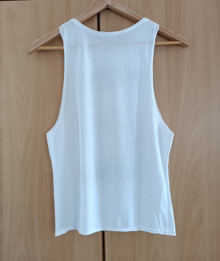 T shirt blanc imprimé floral. Grandes emmanchures. Mim. Taille 36 - photo numéro 2