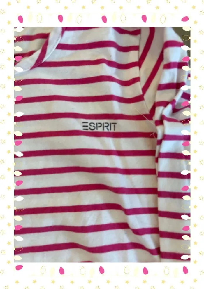 👧 T-shirt fille manches longues 10 ans - Esprit à rayures rose & blanc - photo numéro 4
