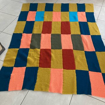 Couverture tricotée main 200 x150 cm en laine
