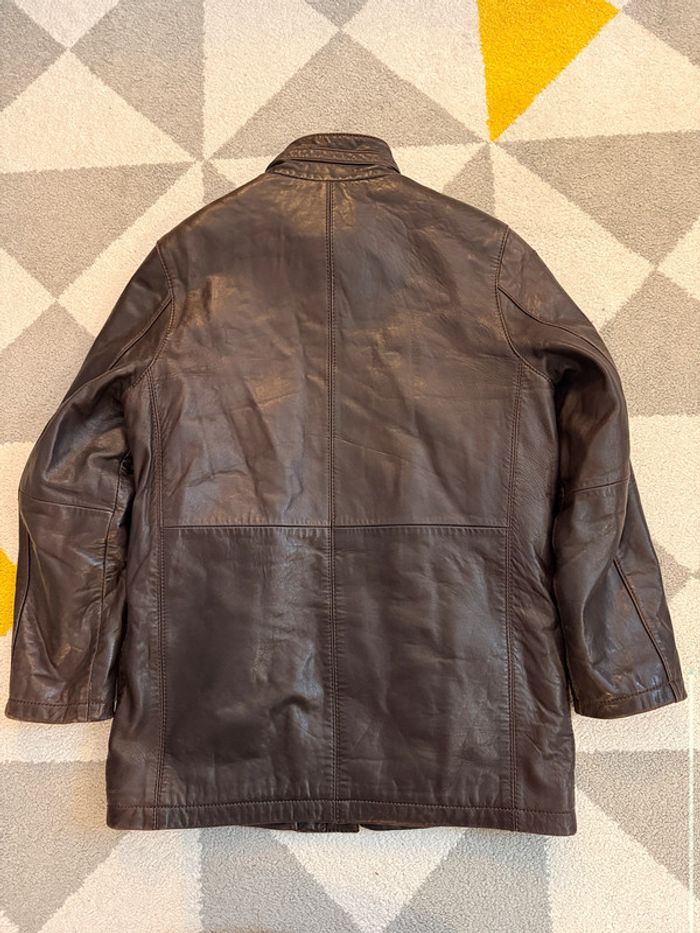 Manteau en cuir vintage marron Armand Thiery Taille S - photo numéro 2