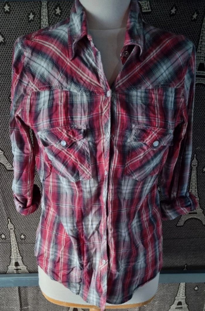 Chemise à carreaux manches retroussable taille 42 - photo numéro 4