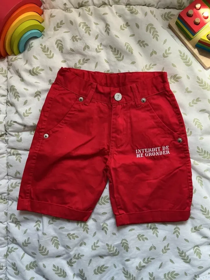 short rouge interdit de me gronder taille réglable 2 ans - photo numéro 3