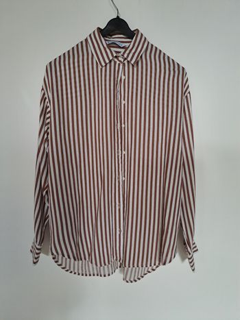 Bchemise beige rayures marron