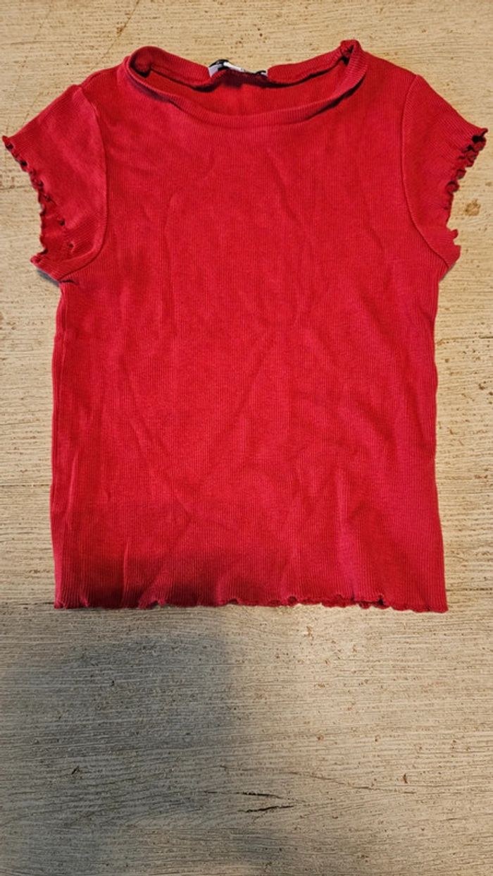 T shirt bordeau cotellé, à manches très courtes, Subdued, taille S - photo numéro 2