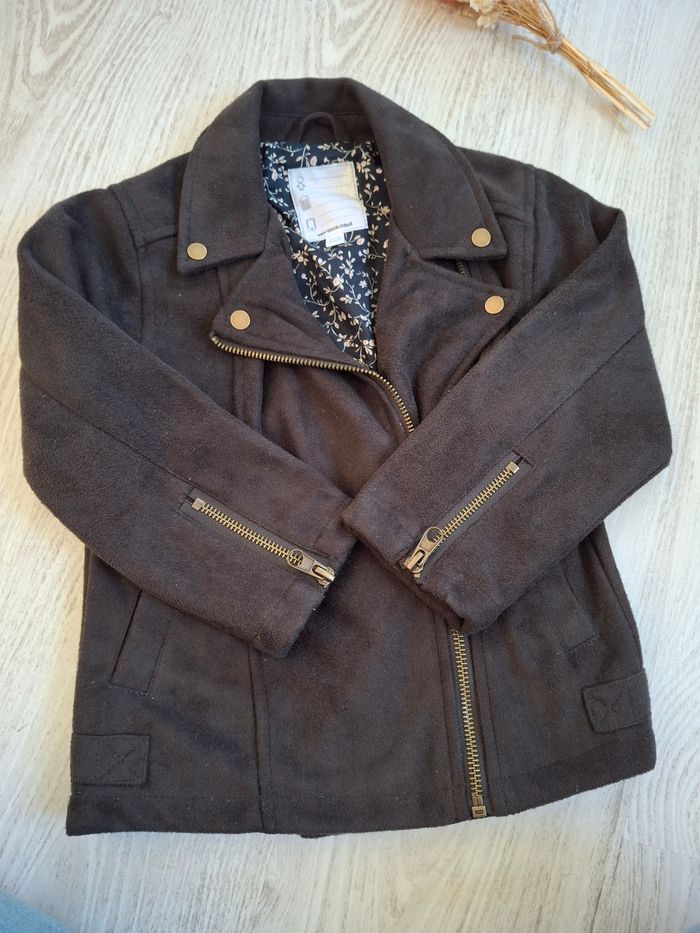 Veste perfecto  imitation daim noir et liberty fille Vertbaudet 6 ans – Neuve - photo numéro 3