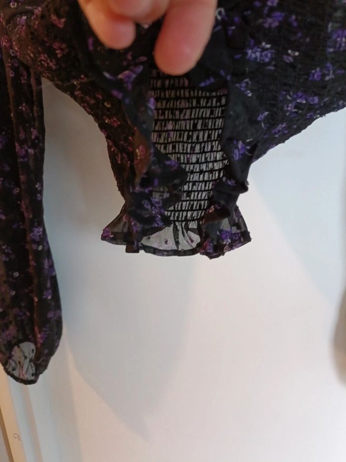Chemise manche longue voilage croc top florale Jennifer – Taille S - photo numéro 6