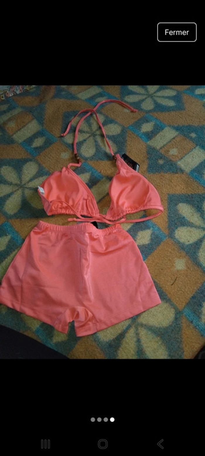 Maillot de bain 2 pièces rose flash - photo numéro 4
