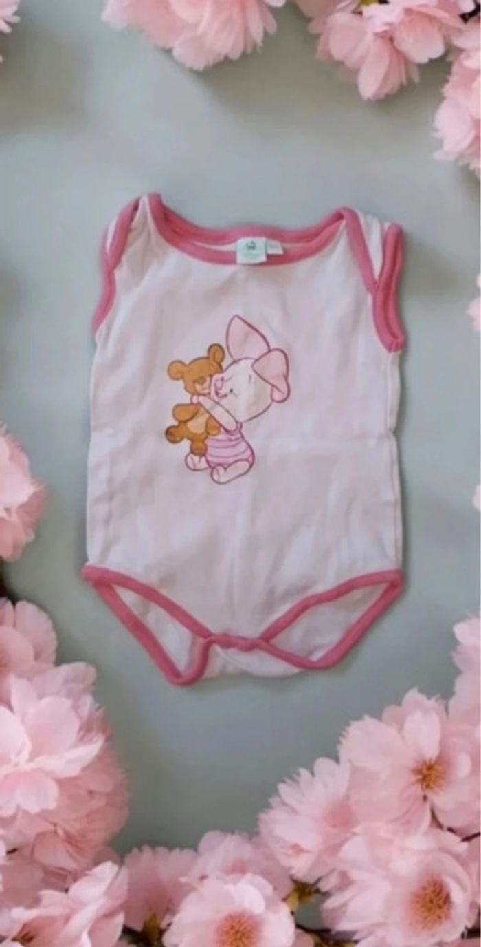 🎀 Body fille Porcinet Rose & Blanc taille 12/18 mois🎀