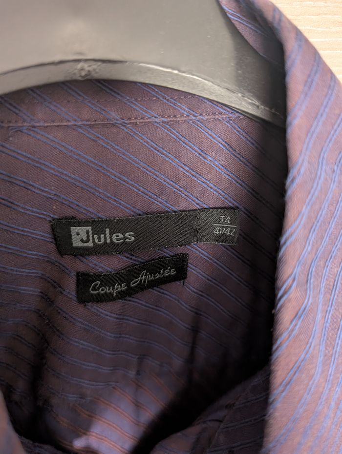 Chemise homme JULES, couleur mauve, taille L, bon état - photo numéro 2