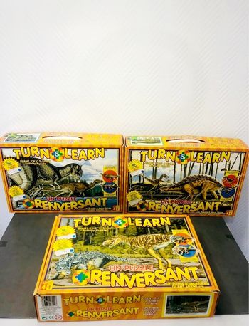 Lot de 3 puzzles dinosaure double face