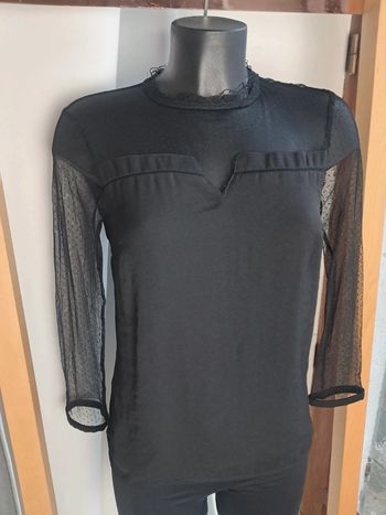 One step haut blouse noir dentelle T.36