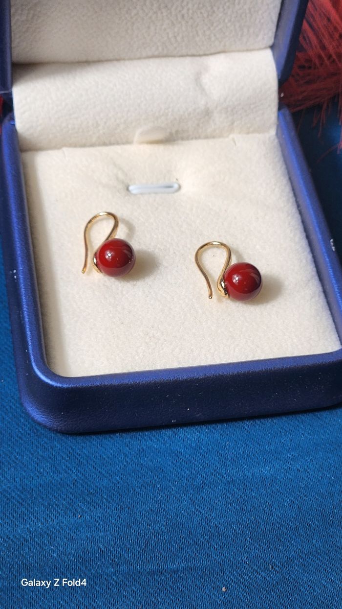 🌹💎 ​stock limité - pièce unique ❤️✨ boucles d'oreille boule - photo numéro 4