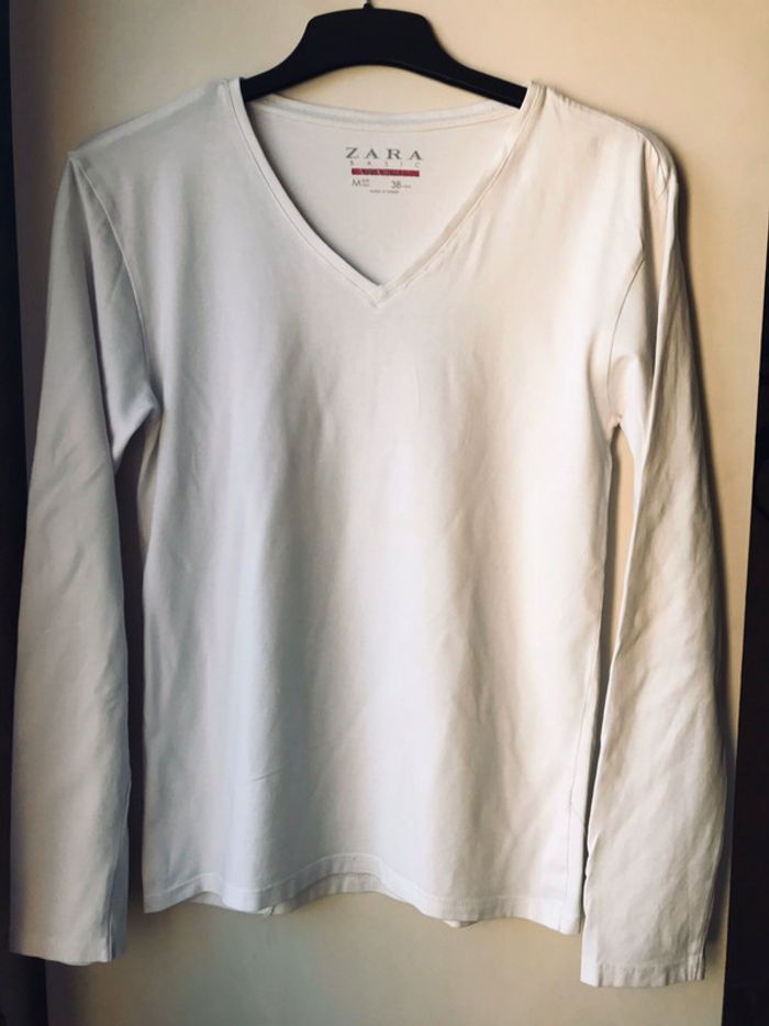 t-shirt manches longues Zara blanc