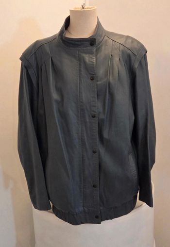 DE VISSCHER – Veste 100% Cuir Véritable Bleu Gris – T46 (L/XL) – Haut de Gamme