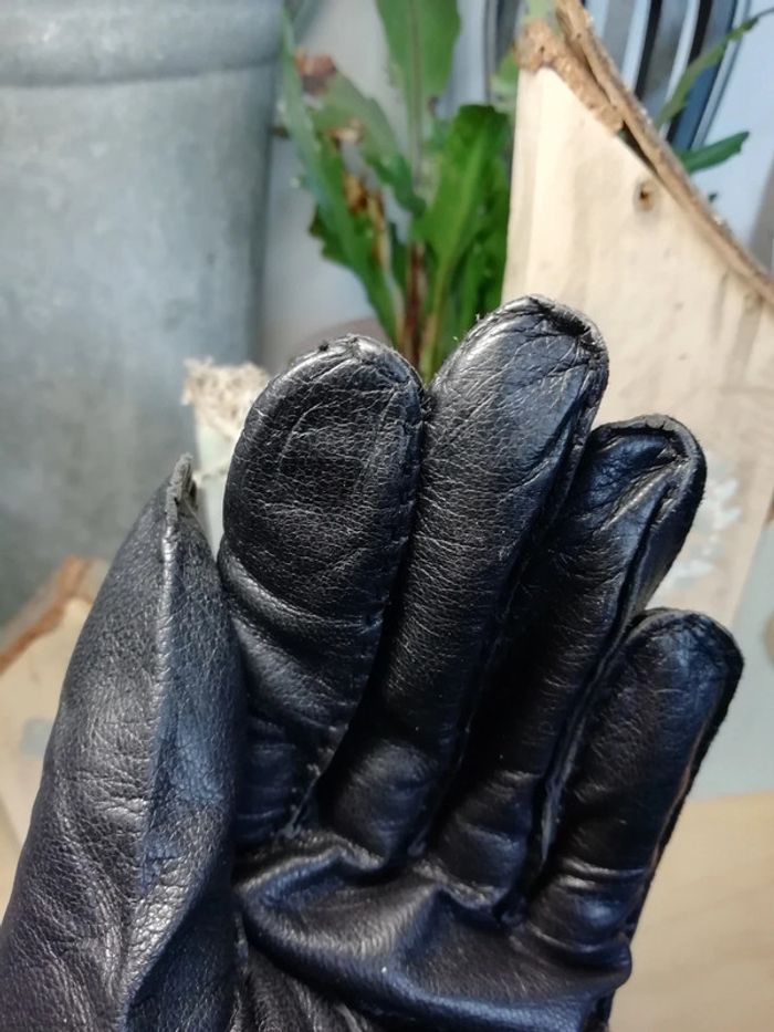 Gants gloves Cuir noir black unisexe automne hiver winter - photo numéro 2