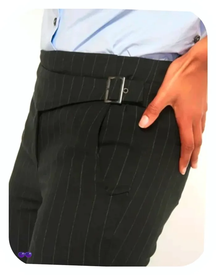 Bash pantalon bleu nuit à rayures blanc modèle bango taille 2/38 - photo numéro 4