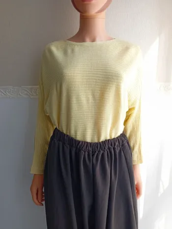 Pull côtelé jaune pâle Anna Karel M (38)