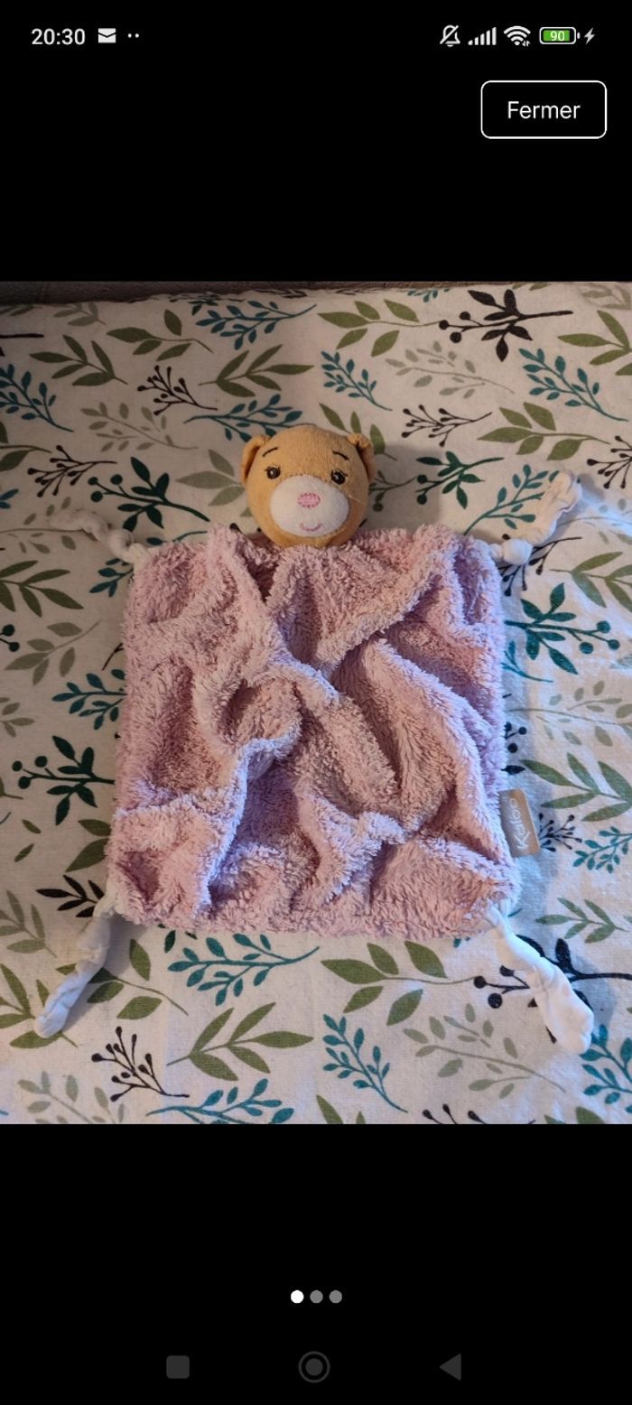 Doudou ours rose kaloo - photo numéro 1