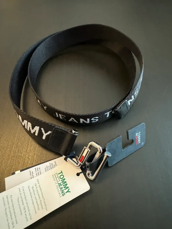 Ceinture tissu femme Tommy Jeans noire taille 95 - photo numéro 2
