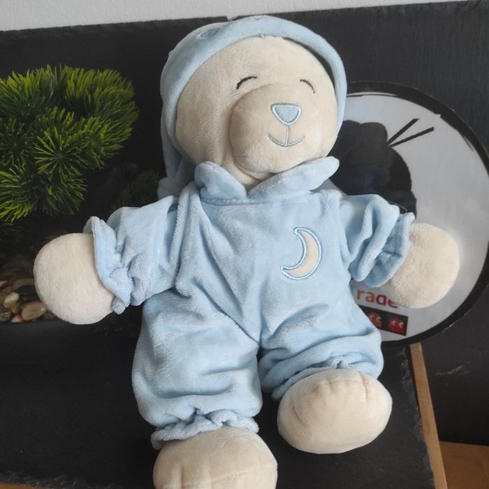 Doudou Peluche Gipsy Ours Bleu Bonnet Nuit Baby Bear Lune Beige #geektradedoudou