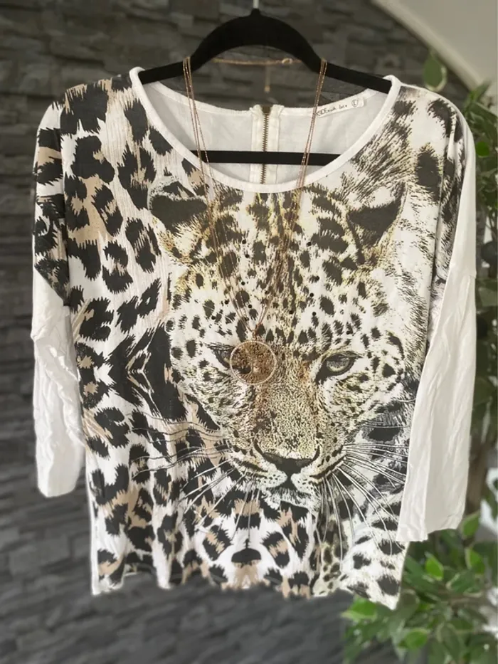 🤎🤍Blouse Fluide Motif Léopard – XSide – Taille 40 TBE 🤍🤎 - photo numéro 2