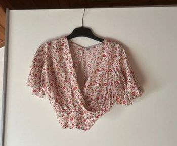 Top d’été blanc à fleurs Made In Italy – Taille unique S/M – Neuf sans étiquette – Jamais porté