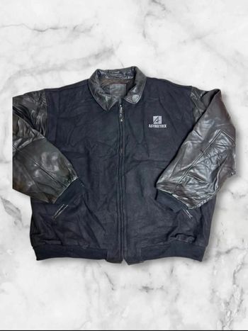 Veste Varsity Vintage Golden Bear x Asymetrix “Supercede” Cuir et Laine Noire Taille 3XL