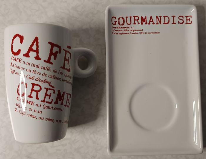 Lot Neuf 4 tasses café crème Maisons du monde avec 4 soucoupes rectangle - photo numéro 4