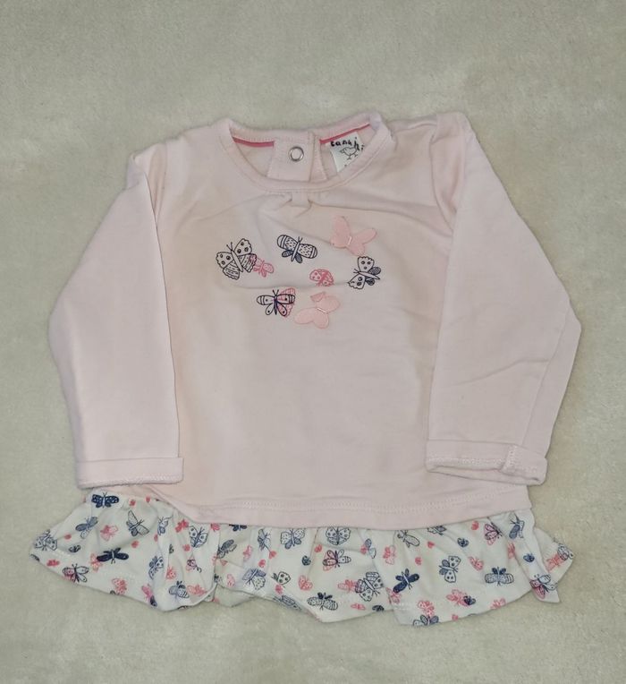 Ensemble bébé fille 3 pièces - Gilet fausse fourrure, Top & Jean - 6 mois - photo numéro 2