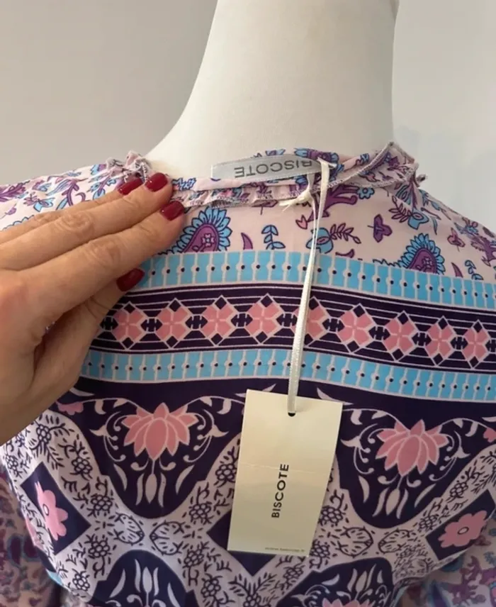 Biscote robe imprimée en soie femme, taille 1/36 Neuf avec étiquette - photo numéro 6