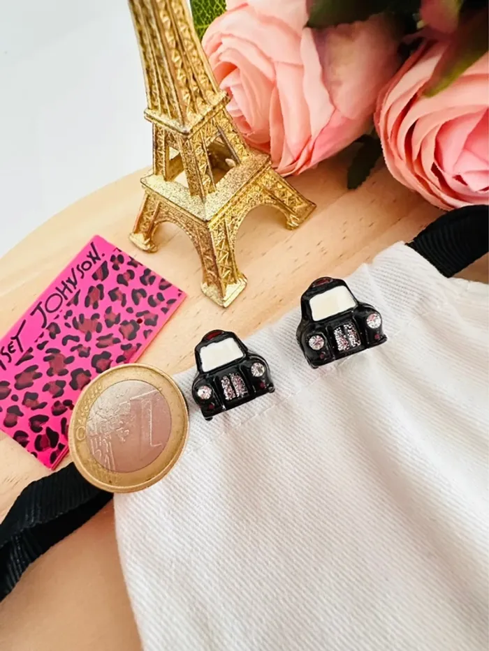 🚖 Boucles d’oreilles Betsey Johnson – Taxi noir pailleté - photo numéro 5