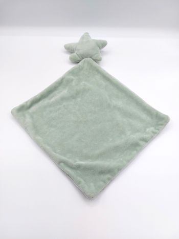 Doudou plat étoile grelot velours vert sauge ZEEMAN