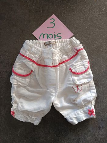 Pantacourt blanc 3 mois
