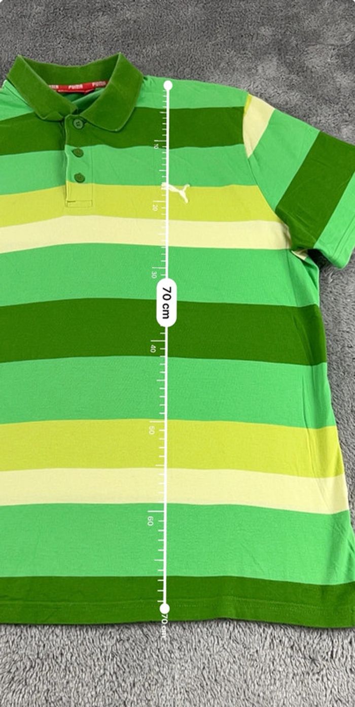 Polo rayé Puma vert et jaune – Taille XXL - photo numéro 4