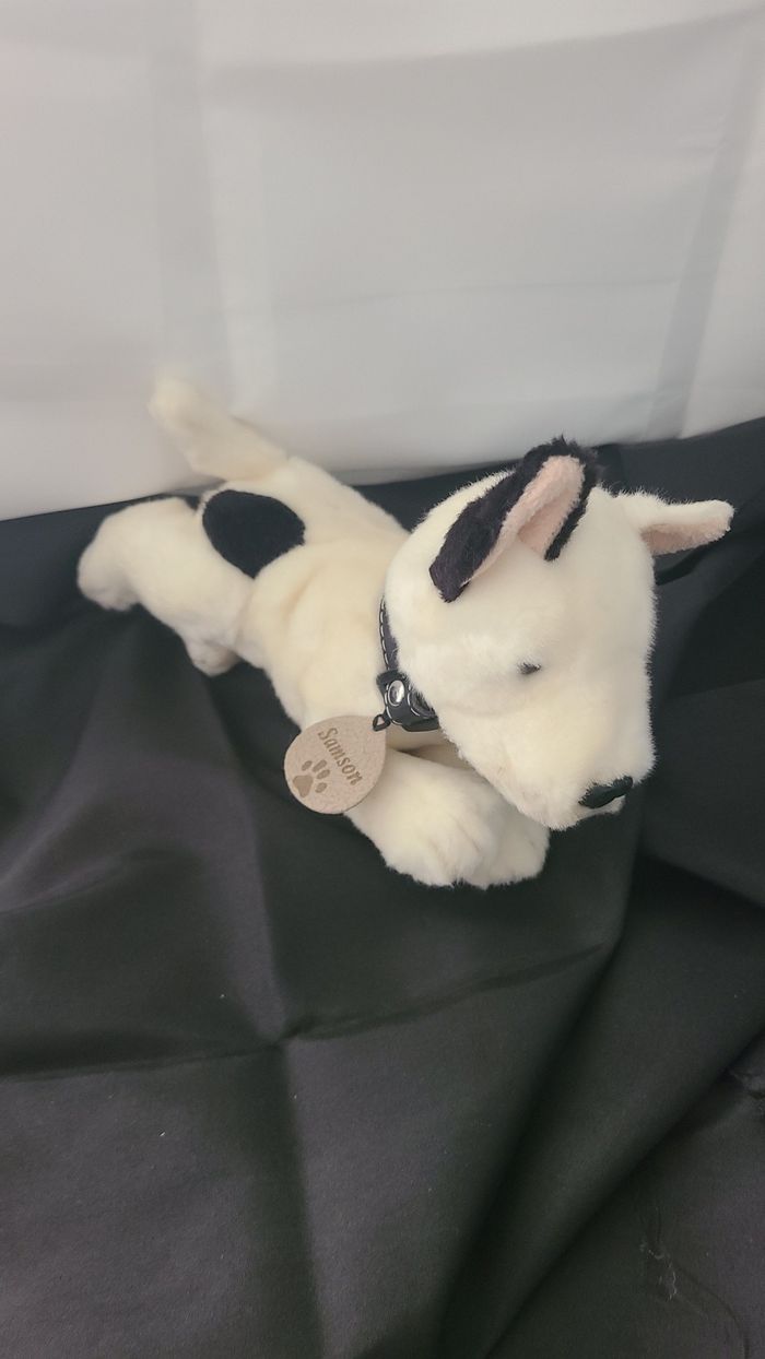 Keel Toys Tyson Bull Terrier Magnifique chien noir et blanc en peluche douce