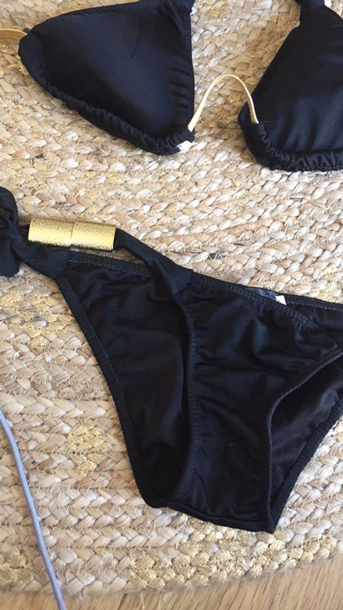 Maillot deux pièces noires dorées taille S - photo numéro 2