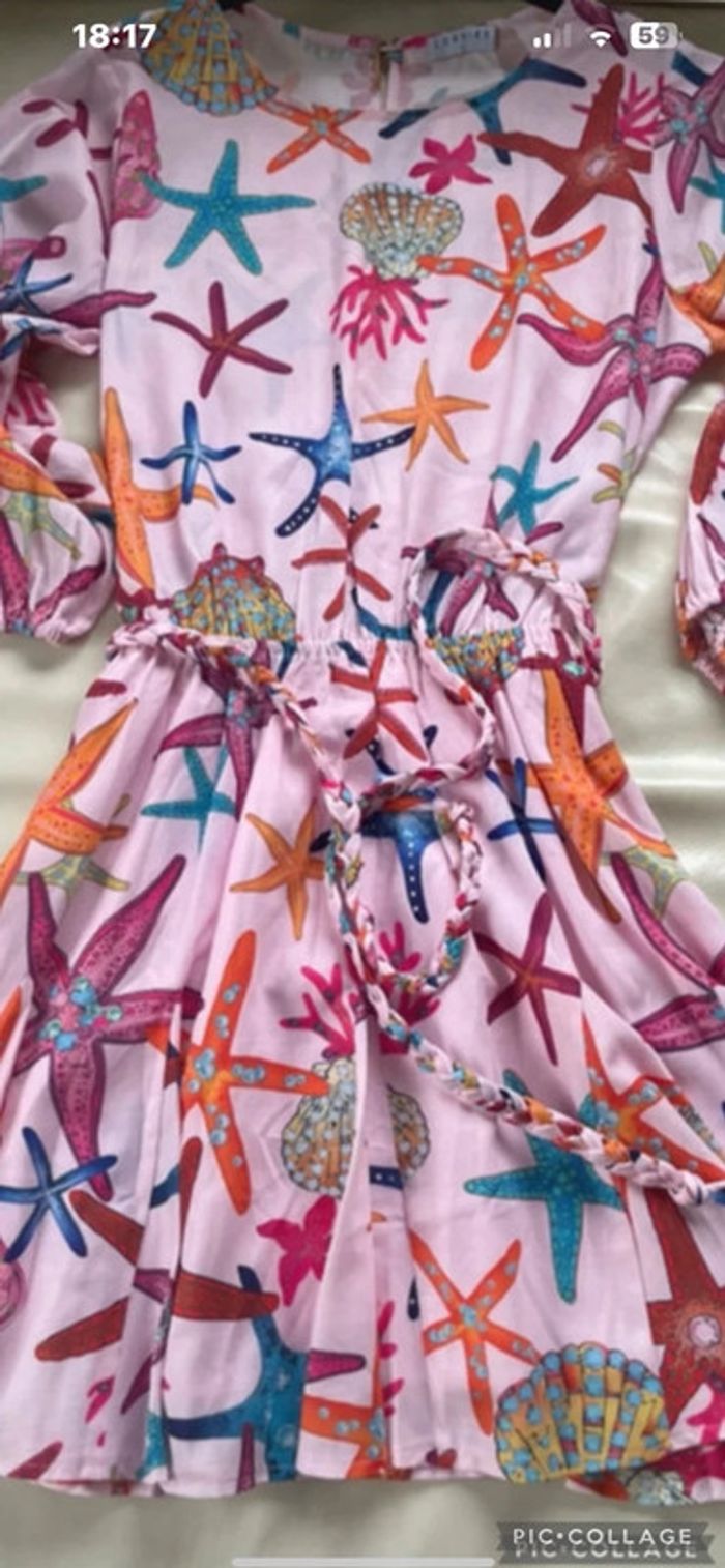 Loavies Jolie robe rose a imprimé graphique hyper fraîche à porter toutes saisons taille 38 - photo numéro 12