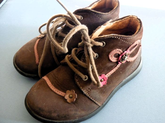 Bottine Fille MOD8 chaussure 24 cuir nubuck marron TBE - photo numéro 2