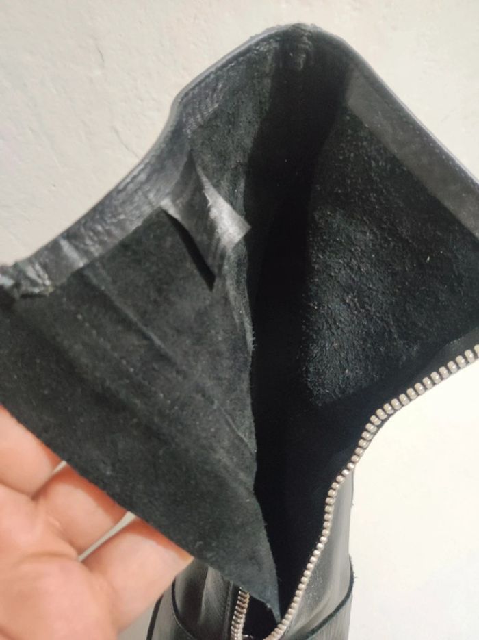 Bottines zippées en cuir véritable à talons Zara trafaluc Heel moto ankle boots taille 38 moto - photo numéro 10