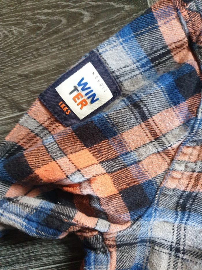 chemise à carreaux bleu/orange IKKS 6 ans - photo numéro 5