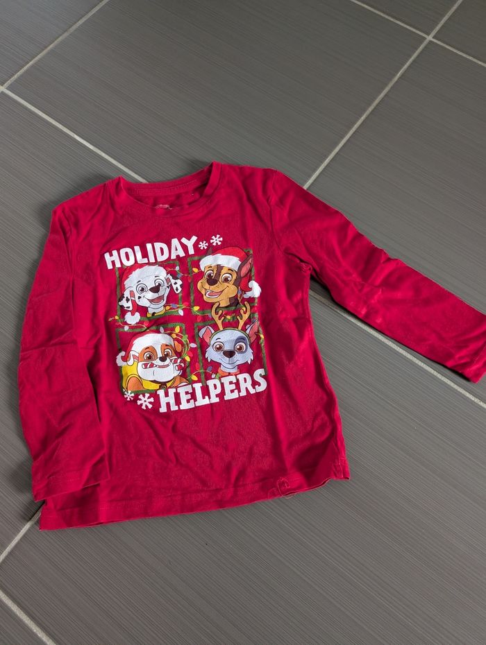 Tee-shirt manches longues garçon Pat patrouille noël 5 ans