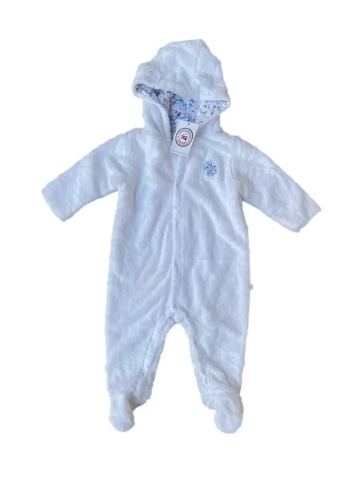 Combinaison pilote en fausse fourrure blanche 9 mois