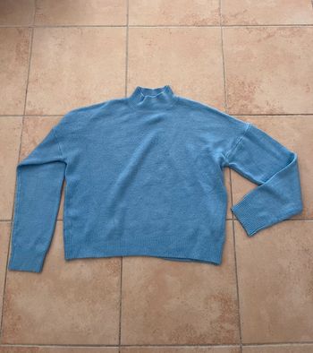 Pull col roulé bleu