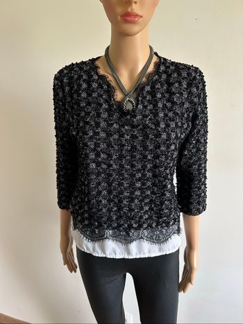 Pull noir et blanc LolaLiza taille française L TBE (taille petit)
