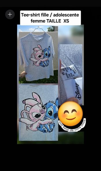 TEE shirt courte xs femme fille adolescente Disney stitch