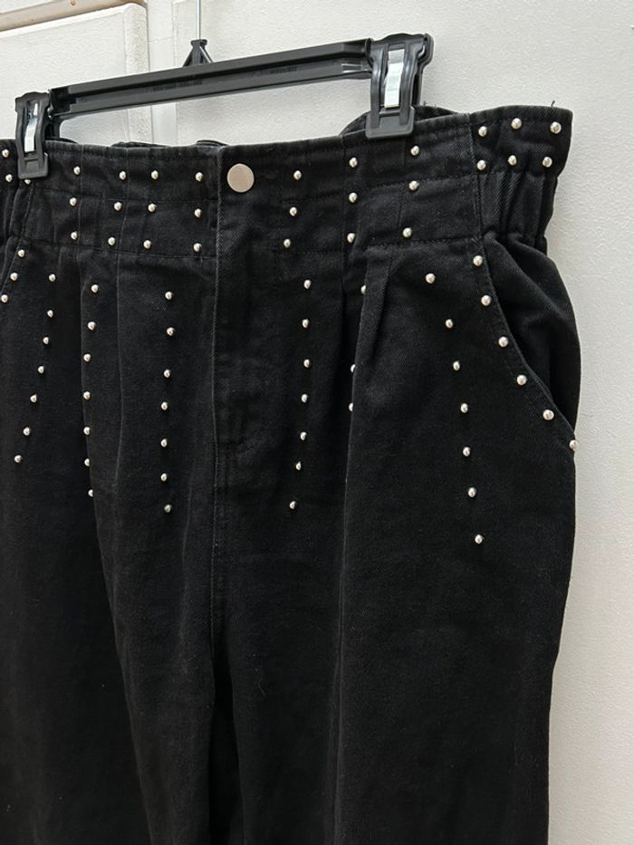 Pantalon jeans noir avec perle Léo & ugo taille 4 coton xl 42 - photo numéro 3