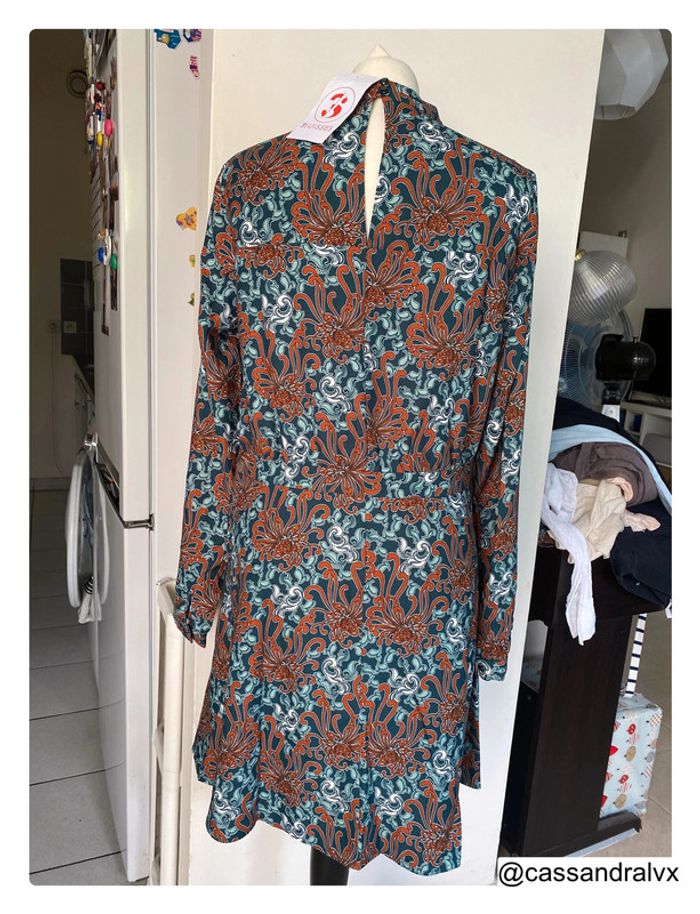 Robe longue fleuri marron et bleue - 3 suisses - photo numéro 3