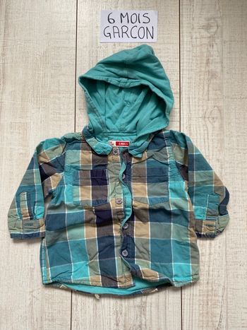 Chemise à manches longues à capuche à carreaux